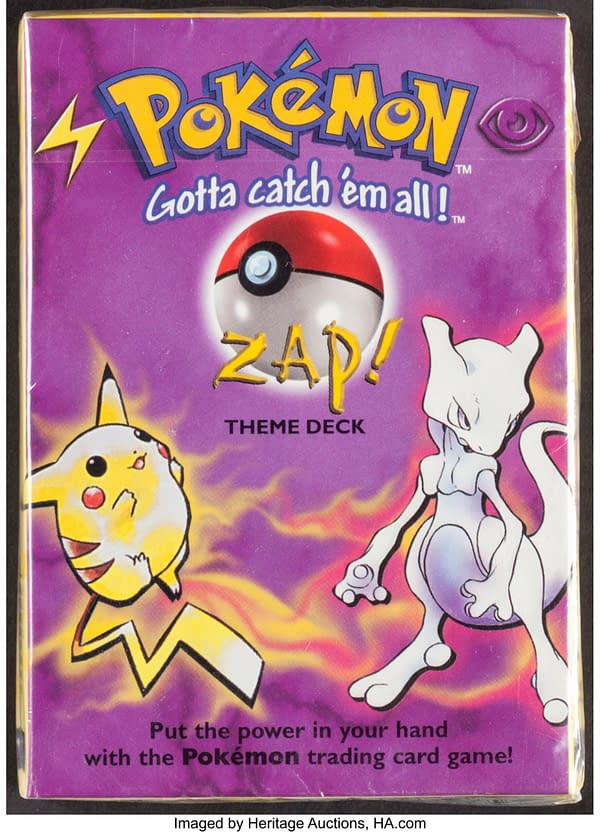 The front face of the box for the Zap! theme deck from the Pokémon TCG. Currently available at auction on Heritage Auctions' website.