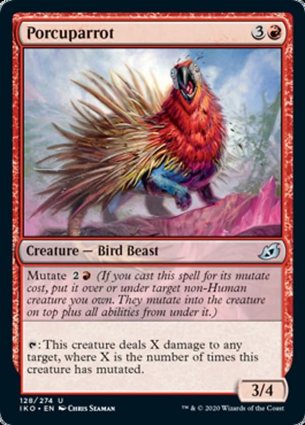 Porcuparrot, a new card from the Ikoria: Lair of Behemoths set for Magic: The Gathering.