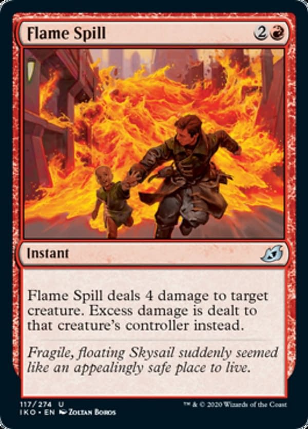 Flame Spill, a new card from the Ikoria: Lair of Behemoths set for Magic: The Gathering.