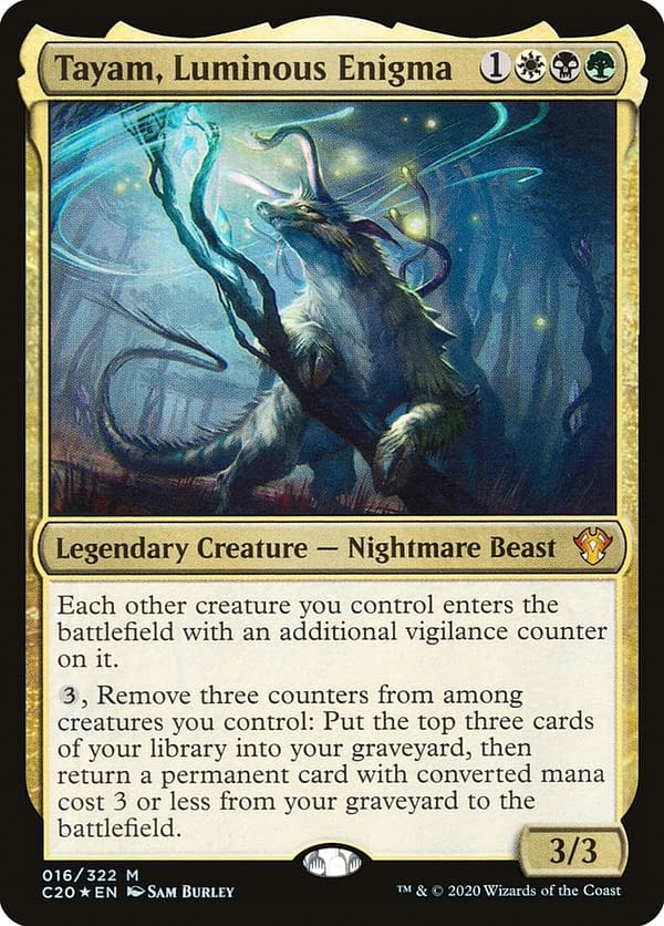Tayam, Luminous Enigma, a card from Commander 2020, an expansion release for Magic: The Gathering.