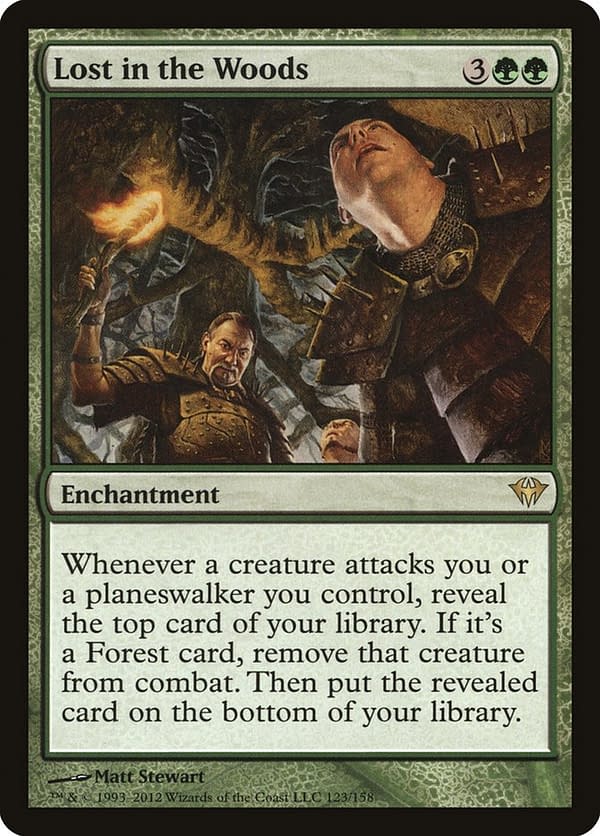 Lost in the Woods, a card from Dark Ascension, a set for Magic: The Gathering.