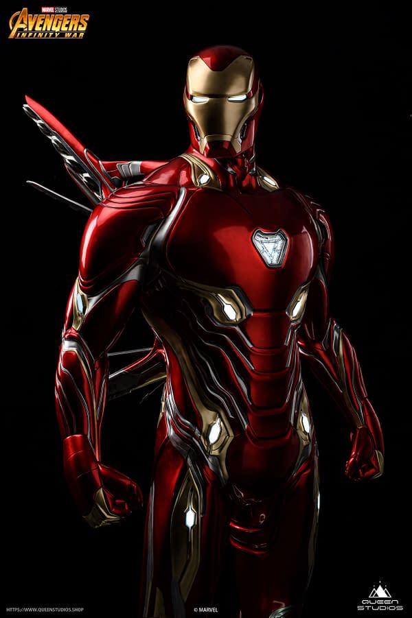 Iron Man Mark 50 Armor Gets New Life-Size Statue from Queen Studios