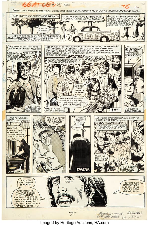 Entire George Pérez & Klaus Janson Marvel Beatles Comic Art At Auction