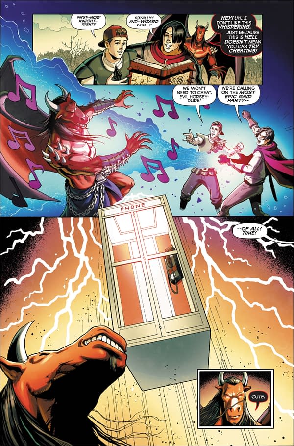 Preview from Bill & Ted Roll the Dice #2 by James Asmus, John Barber, Wayne Nichols, and Andrew Currie, in stores July 13th from Opus Comics