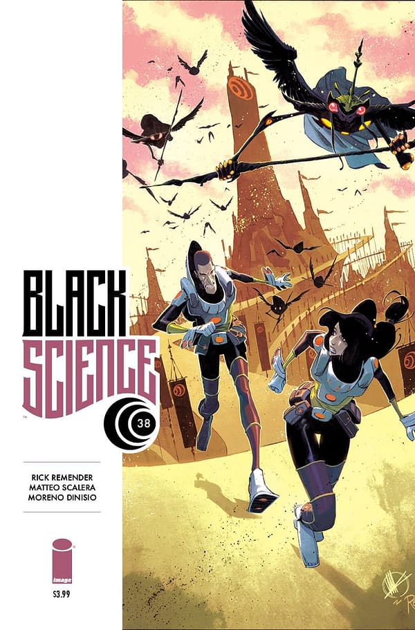 Black Science #38 cover by Matteo Scalerea and Moreno Dinisio