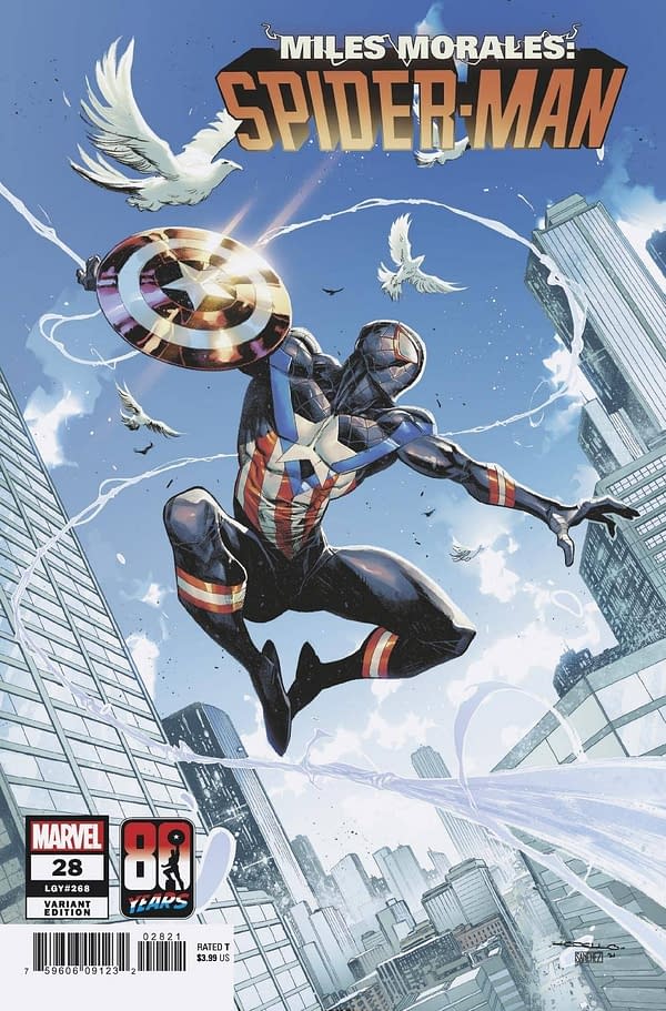 Cover image for MILES MORALES SPIDER-MAN #28 COELLO CAPTAIN AMERICA 80TH VAR
