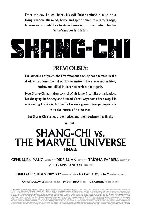 Preview page from Shang-Chi #6