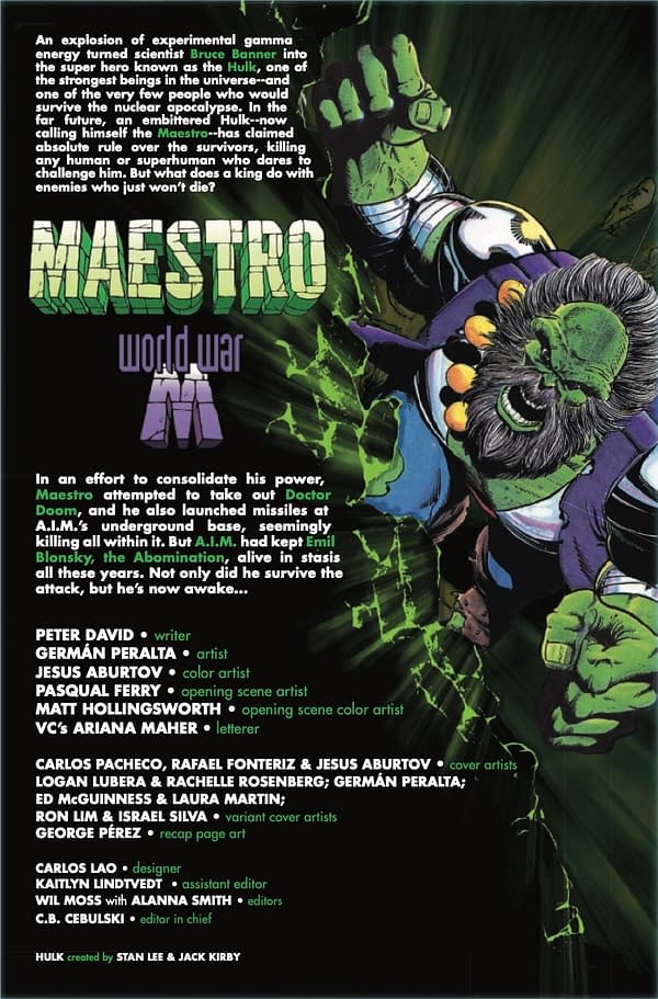 Interior preview page from Maestro: World War M #1