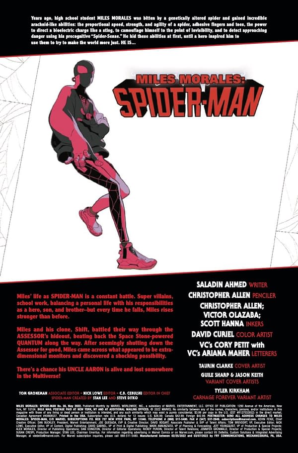 Interior preview page from MILES MORALES: SPIDER-MAN #36 TAURIN CLARKE COVER