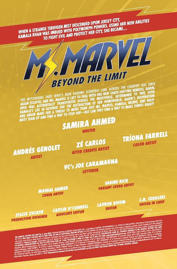 Interior preview page from MS. MARVEL: BEYOND THE LIMIT #5 UNASSIGNED COVER