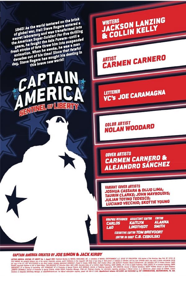 Interior preview page from CAPTAIN AMERICA: SENTINEL OF LIBERTY #1 CARMEN CARNERO COVER
