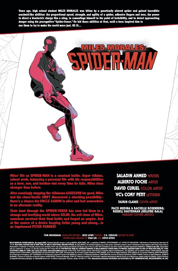 Interior preview page from MILES MORALES: SPIDER-MAN #39 TAURIN CLARKE COVER