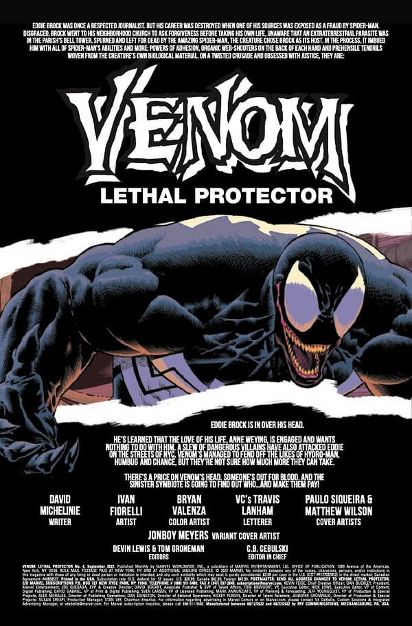 Interior preview page from VENOM: LETHAL PROTECTOR #4 PAULO SIQUEIRA COVER