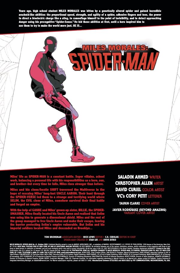 Interior preview page from MILES MORALES: SPIDER-MAN #41 TAURIN CLARKE COVER