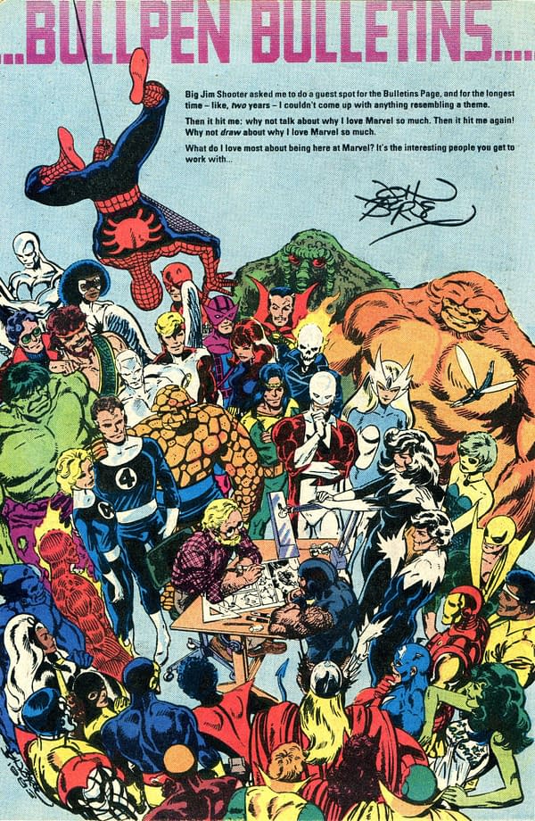 John Byrne's Marvel Bullpen Bulletins Splash Page At Auction