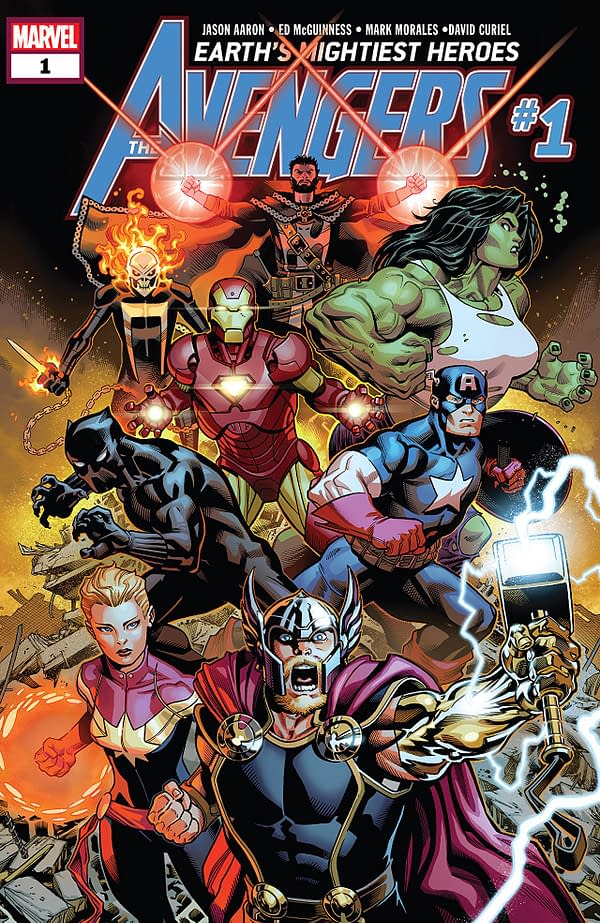 Avengers #1 cover by Ed McGuinness, Mark Morales, and Justin Ponsor