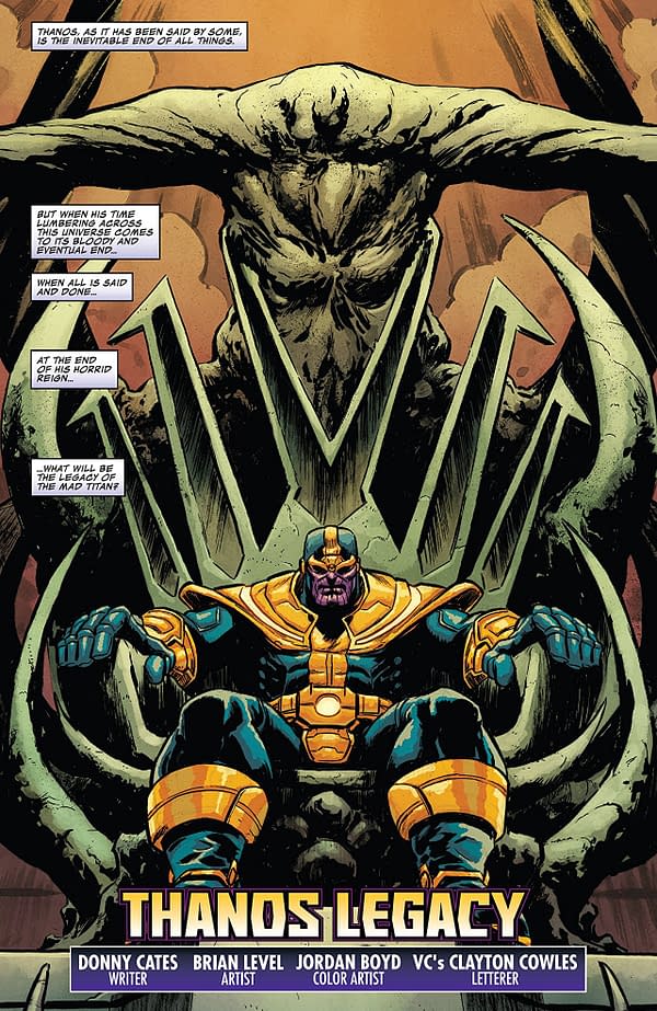 Thanos Legacy #1 art by Brian Level and Jordan Boyd