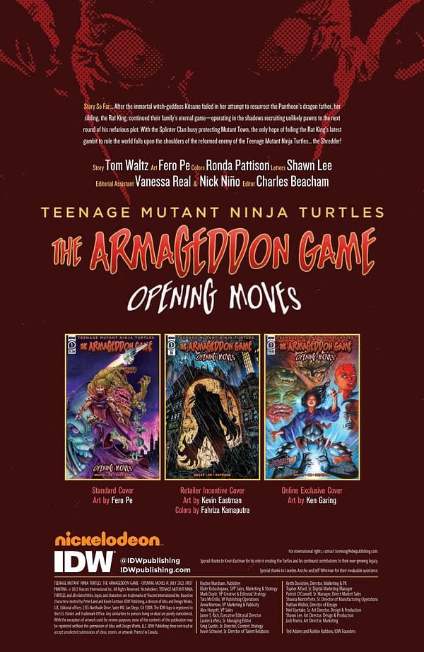 Interior preview page from TMNT: The Armageddon Game - Opening Moves #1
