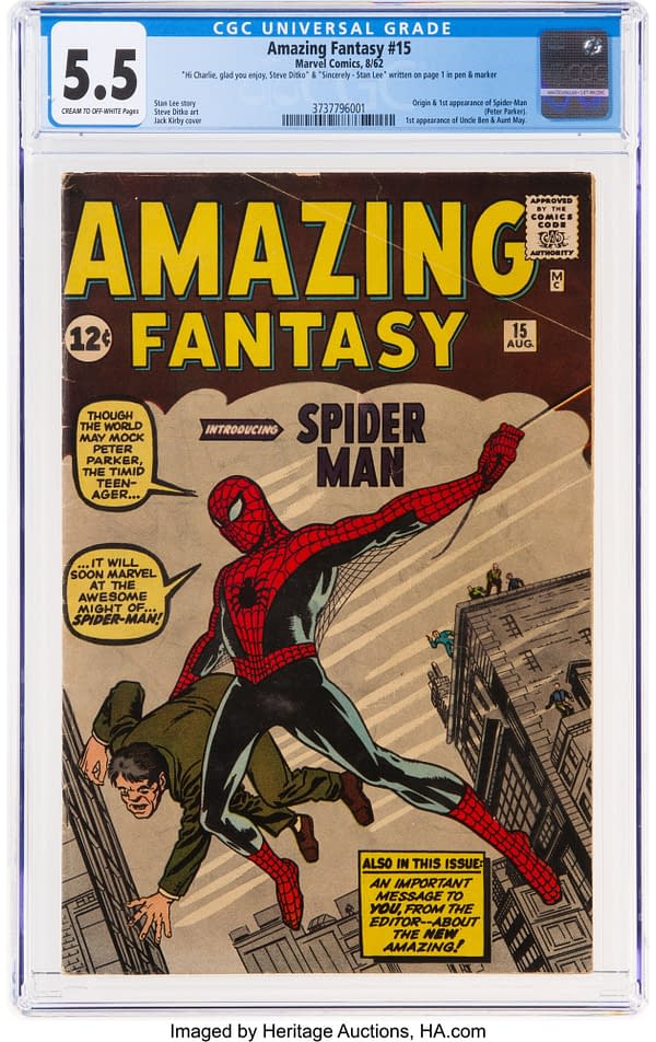 Amazing Fantasy #15 Signed By Stan Lee and Steve Ditko To Auction