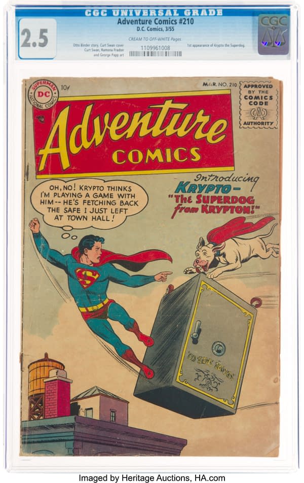 Adventure Comics #210 (DC, 1955), the first appearance of Krypto.