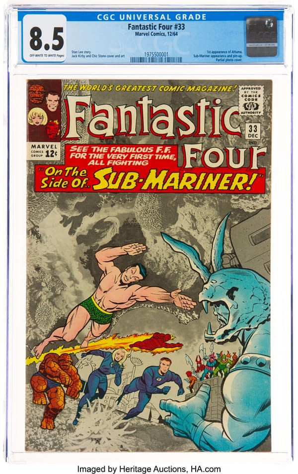 Fantastic Four #33 featuring the first appearance of Attuma (Marvel, 1964).