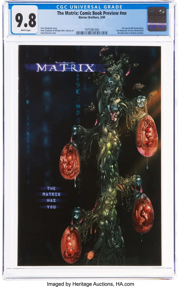 The Matrix Comic Book Preview CGC Copy At Heritage Auctions Today