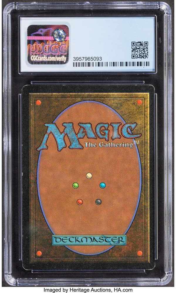The back face of the graded copy of Tundra from Magic: The Gathering's Revised Edition. Currently available at auction on Heritage Auctions' website.