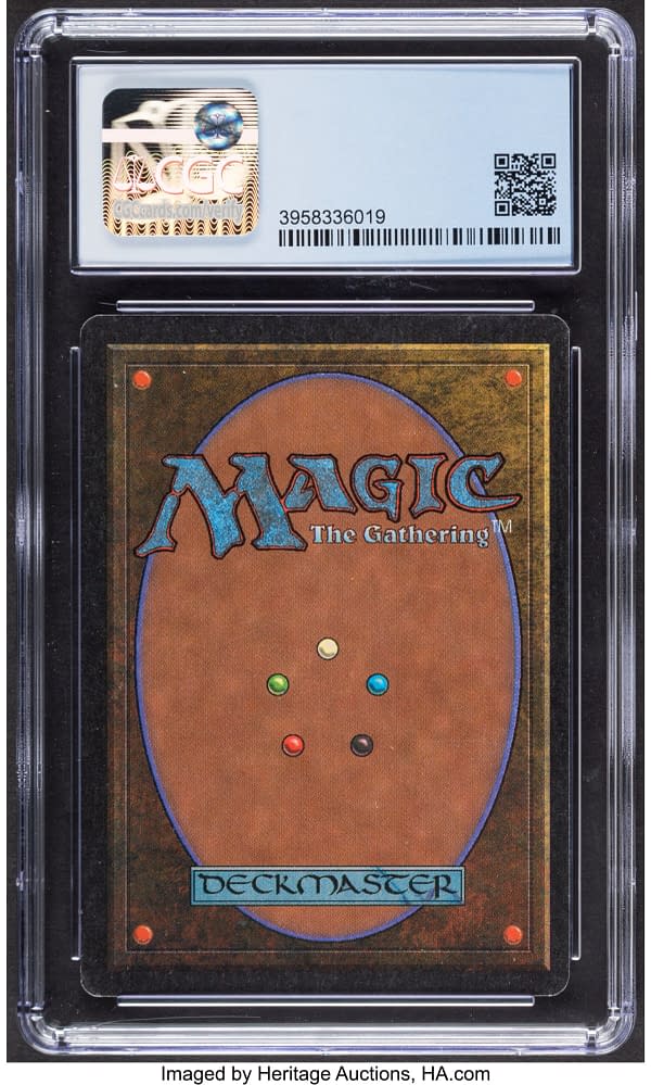 The back side of the Plateau graduated copy of Magic: The Gathering's Revised set.  Currently available for auction on the Heritage Auctions website.