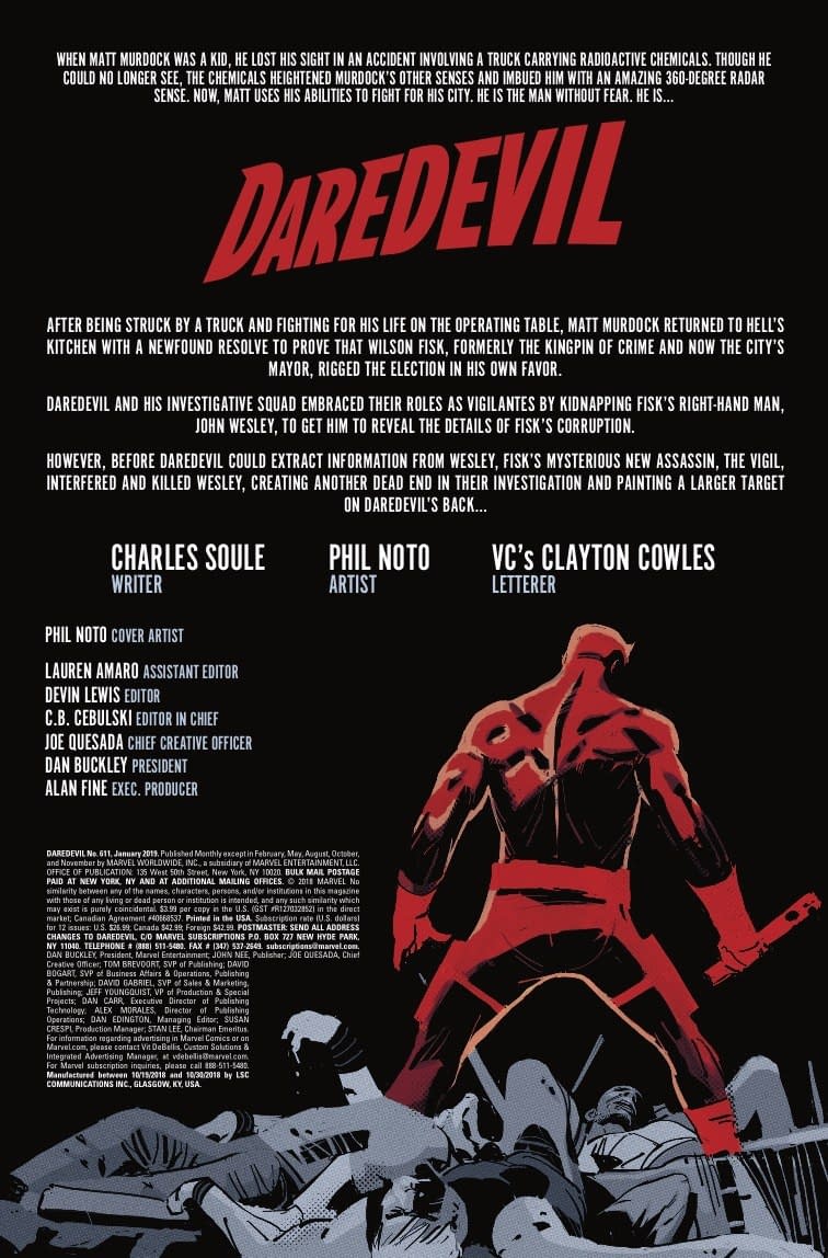Daredevil's Greatest Villain Returns in Next Week's Daredevil #611