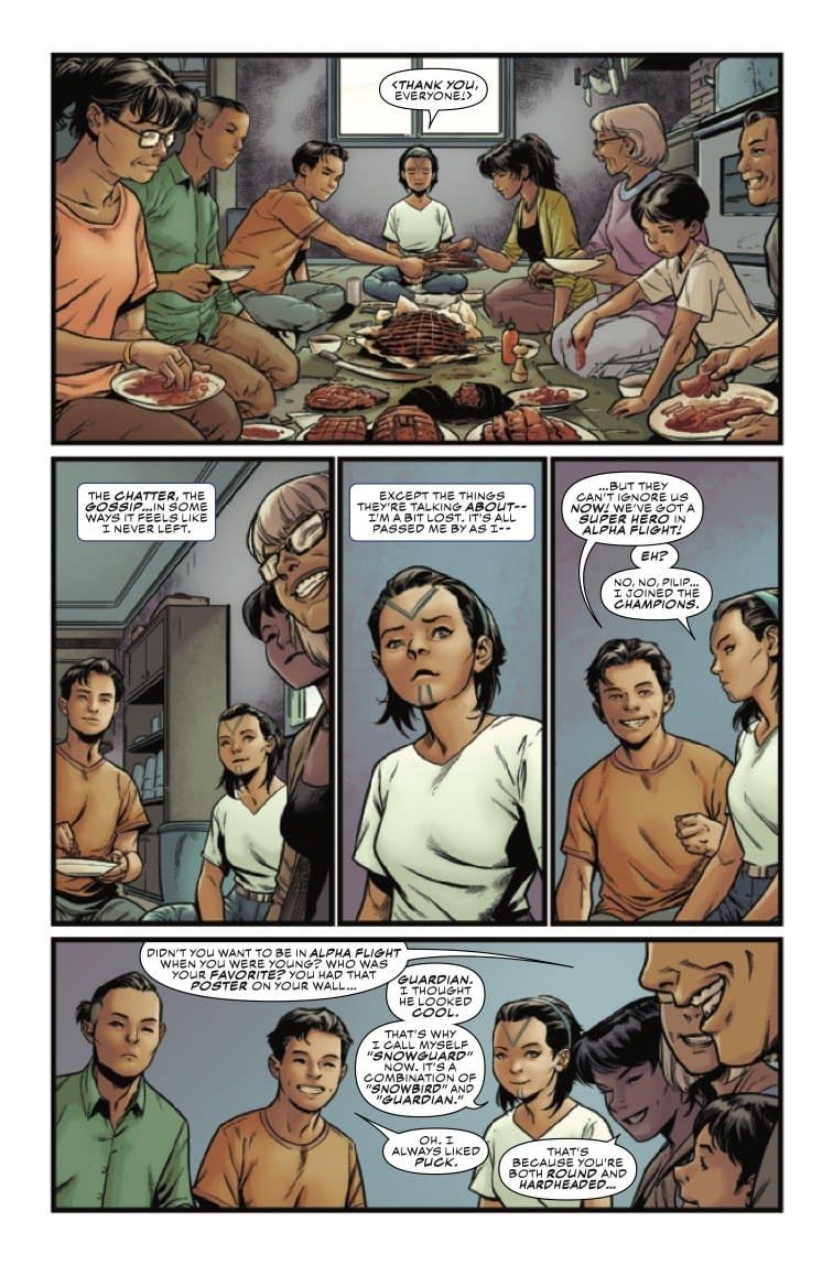 Discussing Canadian Politics at the Dinner Table in Champions Annual #1