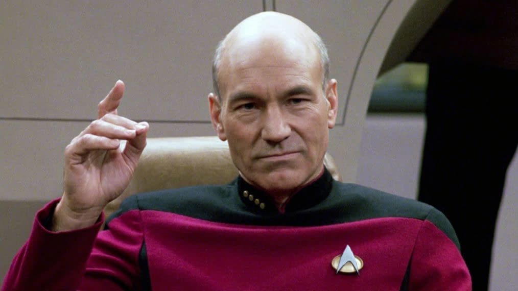 Patrick Stewart as Jean Luc Picard in Star Trek The Next Generation