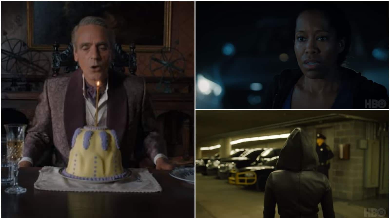 'Watchmen': Jeremy Irons Blows Out Candle on Interesting Cake, Regina King Looks Concerned, and More [VIDEO]