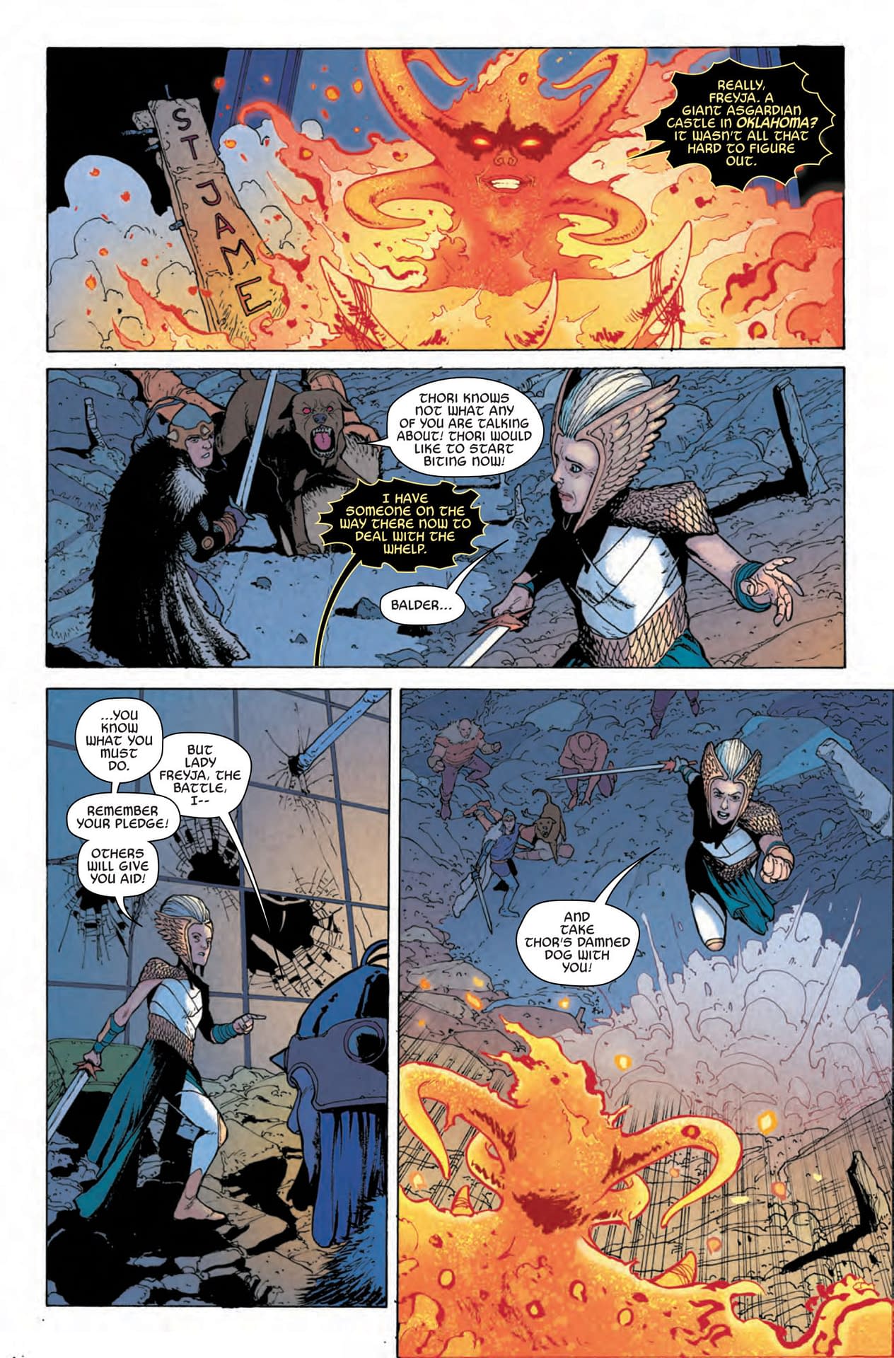 Freya Gives the Sex Talk to Thor and Balder in War of the Realms: Journey Into Mystery #1