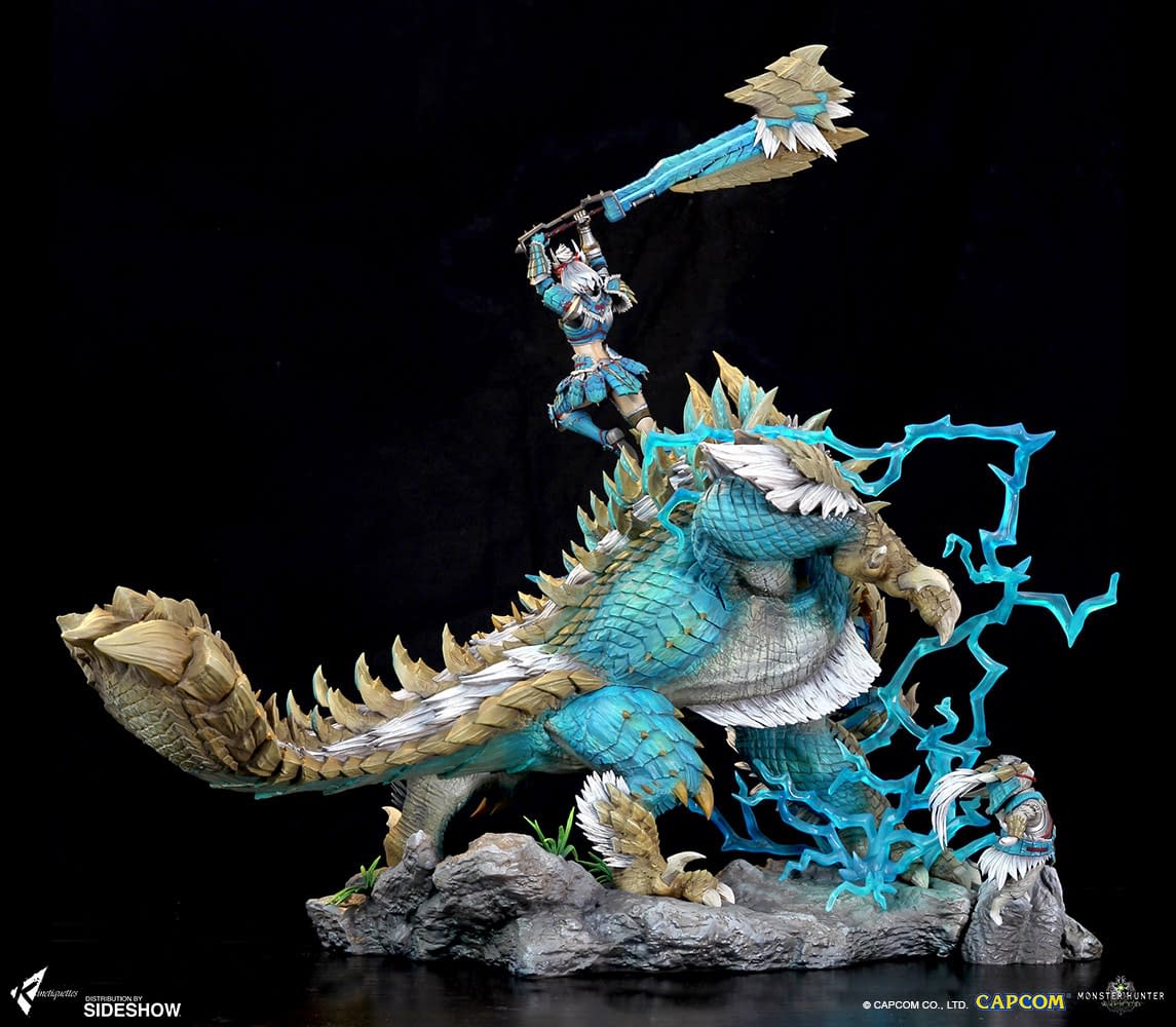 Monster hunter arrives with new statue from Kinetiquettes
