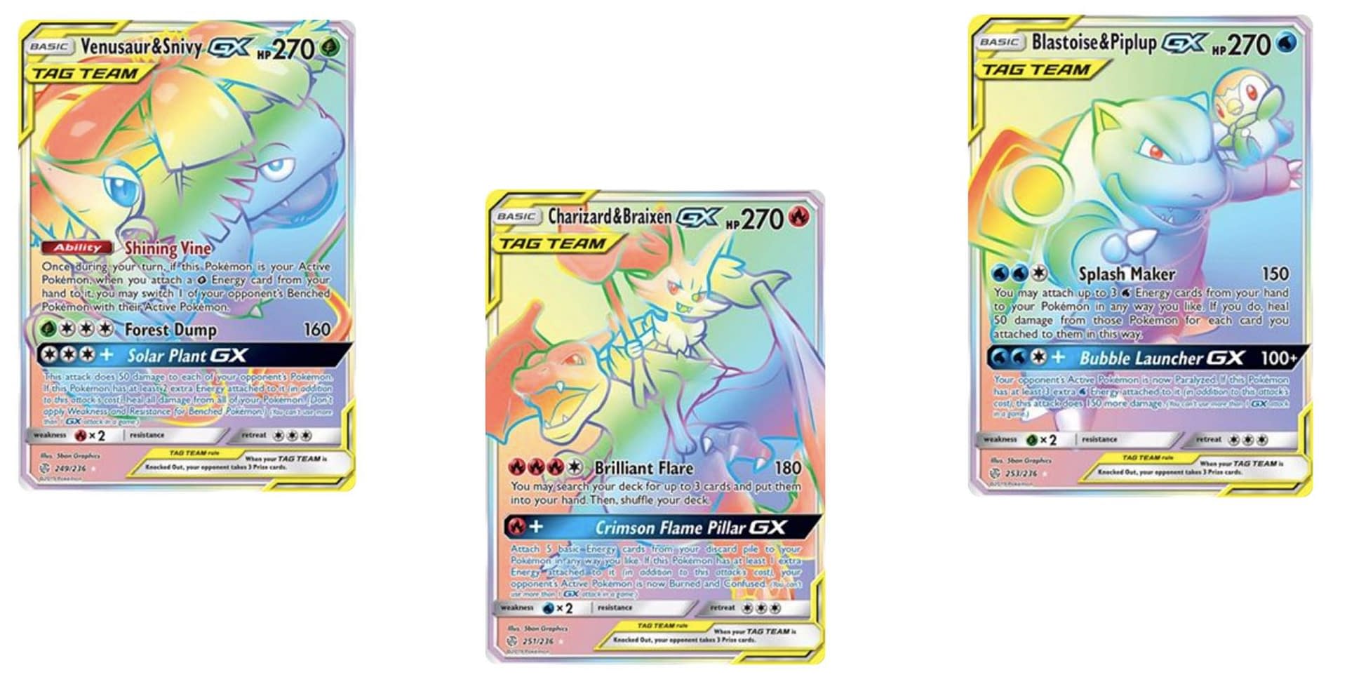 Rainbow Rare Tag Team Cards Of Pok mon TCG Cosmic Eclipse Part 1