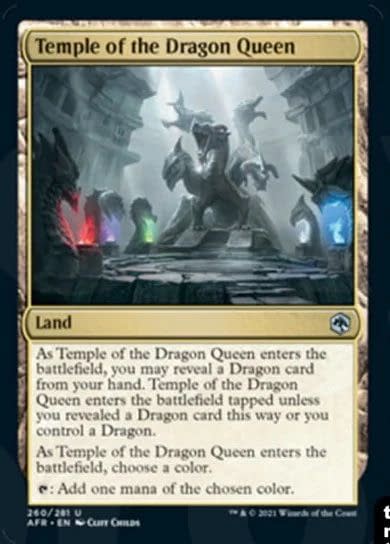 Temple of the Dragon Queen, a new land card in Adventures in the Forgotten Realms, the upcoming set for Magic: The Gathering.