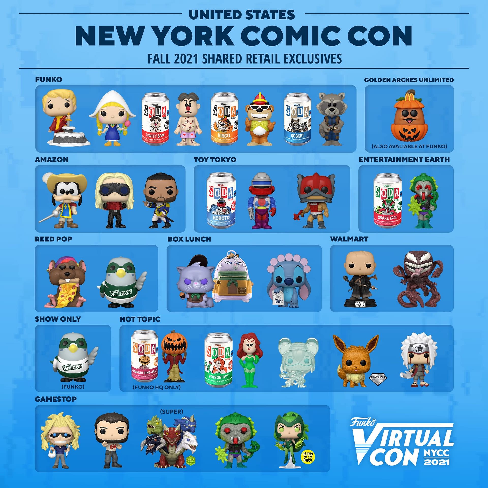Here is Your Shared Retailer Exclusives List For Funko's NYCC 2021