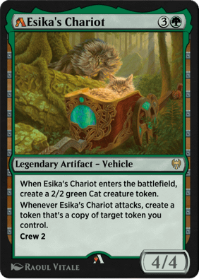 Esika's Chariot, rebalanced for the Alchemy format. Image attributed to Wizards of the Coast for Magic: The Gathering.