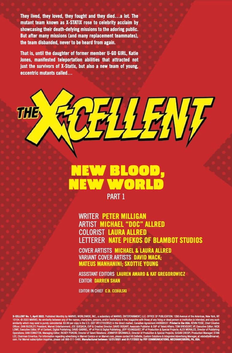 X-Cellent #1 Mack Variant 1:25 Marvel Comics 1st Print 02/02 
