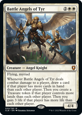 Battle Angels of Tyr, a new creature card from Commander Legends 2: Battle for Baldur's Gate, a new set for Magic: The Gathering.