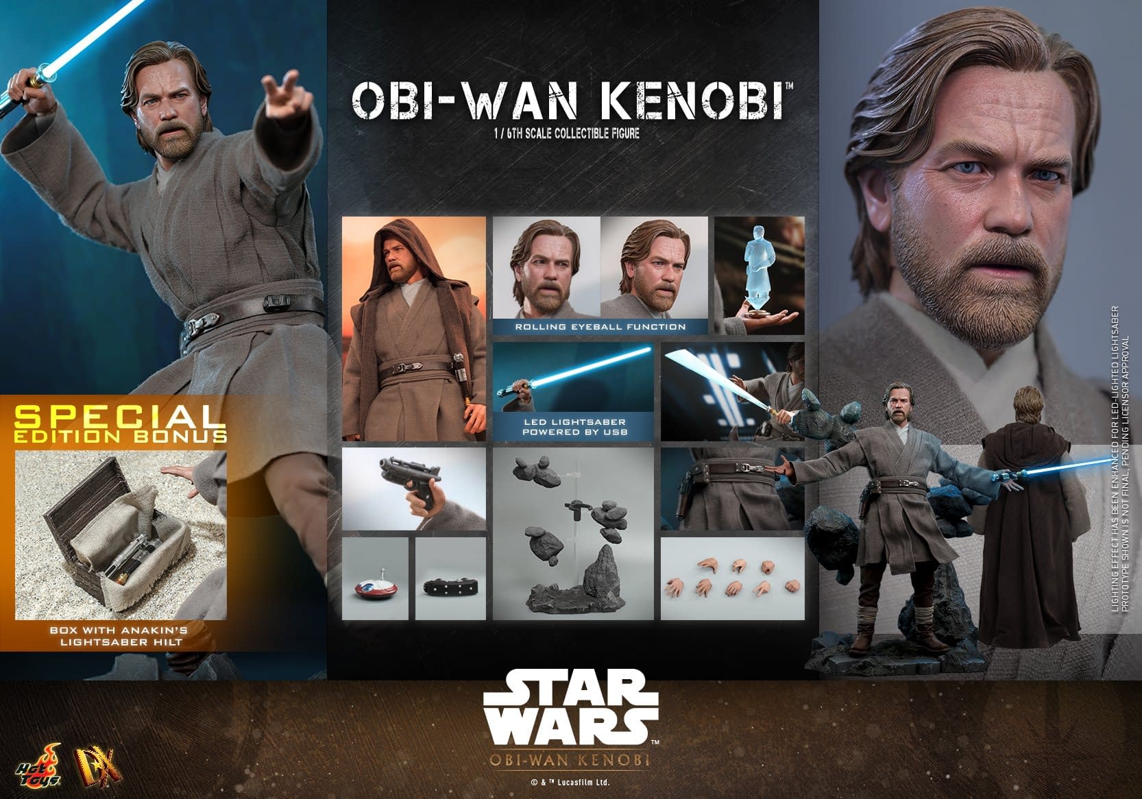 Obi-Wan Kenobi Embraces the Force 1/6 Scale New Hot Toys Figure 