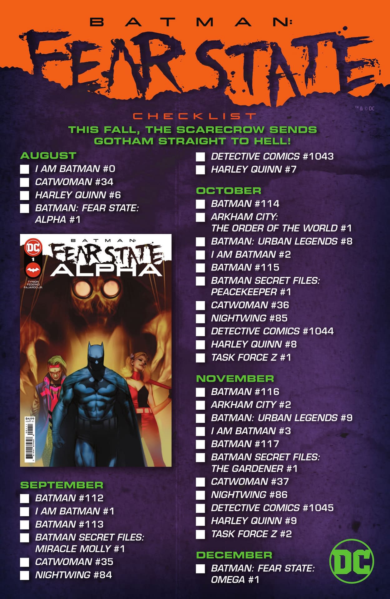 DC Fear State Comic Checklist
