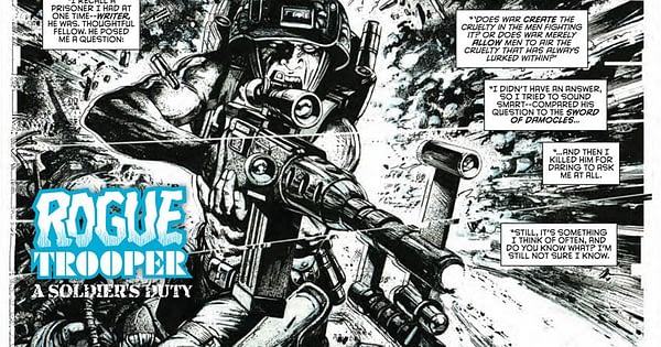 Interior art from the 2000 AD #2050's Rogue Trooper story by Leonardo Manco