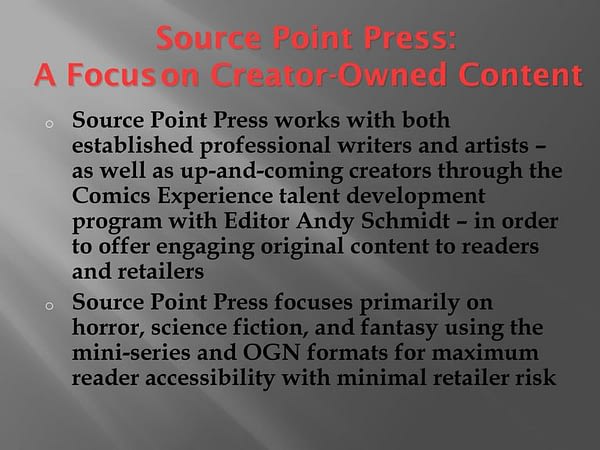 Dirk Manning's Source Point Press