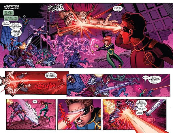 Interior art to X-Men: Blue #11 by Douglas Franchin