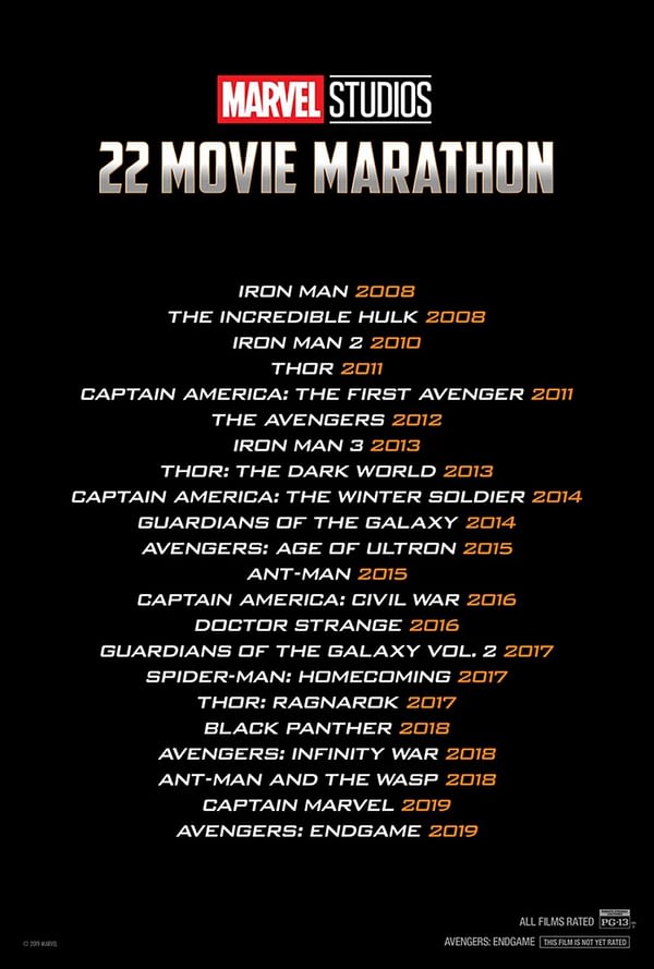 59 Hour 22 Film Marvel Studios Marathon Coming Ahead Of