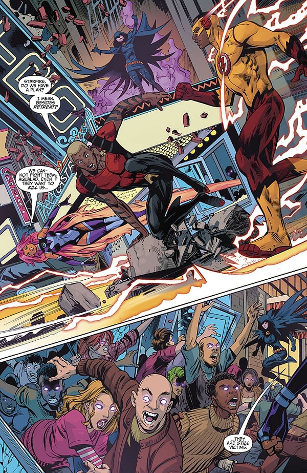 Teen Titans #19 art by Scot Eaton, Wayne Faucher, and Jim Charalampidis