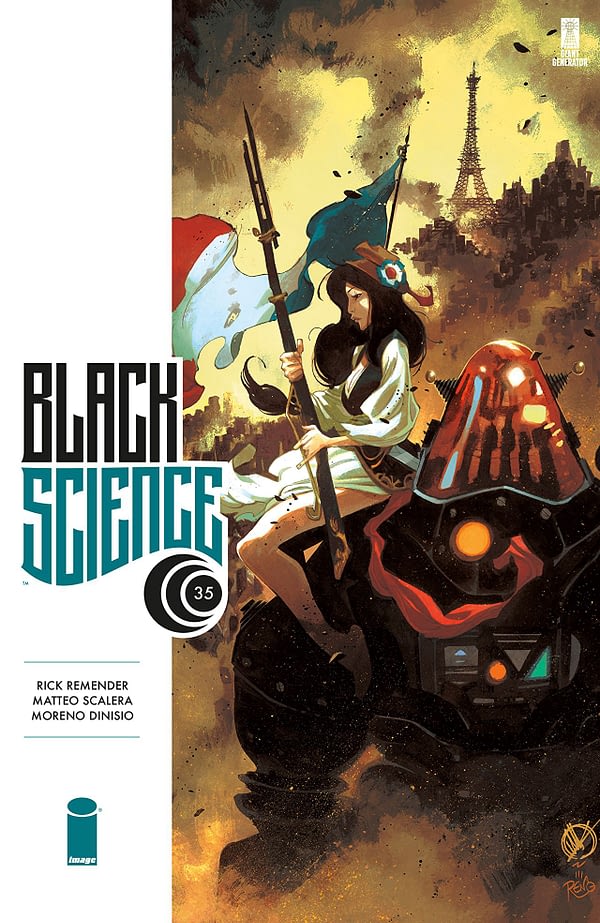 Black Science #35 cover by Matteo Scalera and Moreno Dinisio