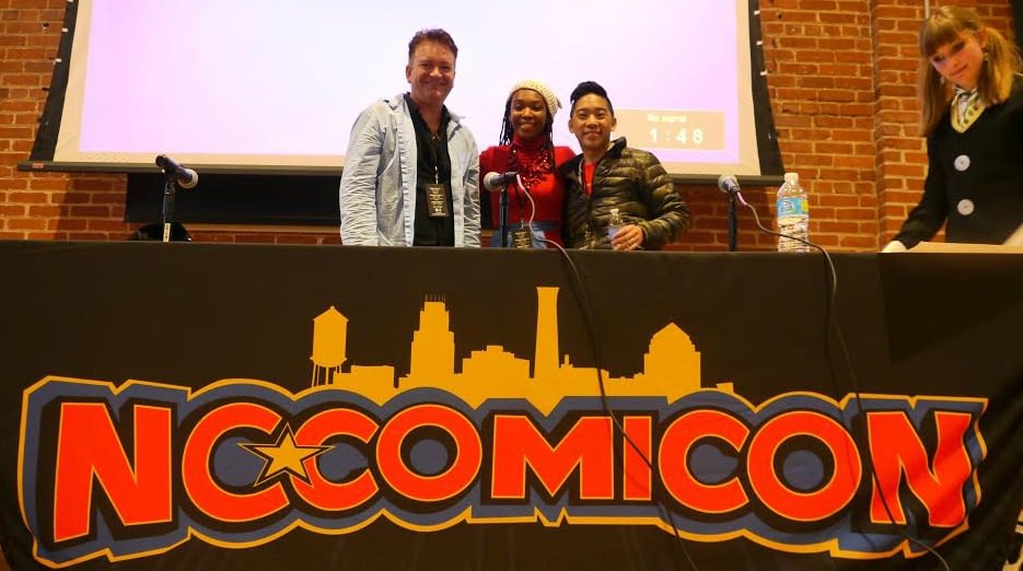 Afua Richardson stands front and center at a previous NC Comicon panel. Photo courtesy Camron Wiltshire.