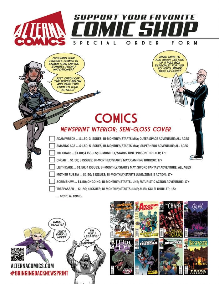 Four Titles Join Alterna's Newsprint Comics Line For 1.50 Or Less In June